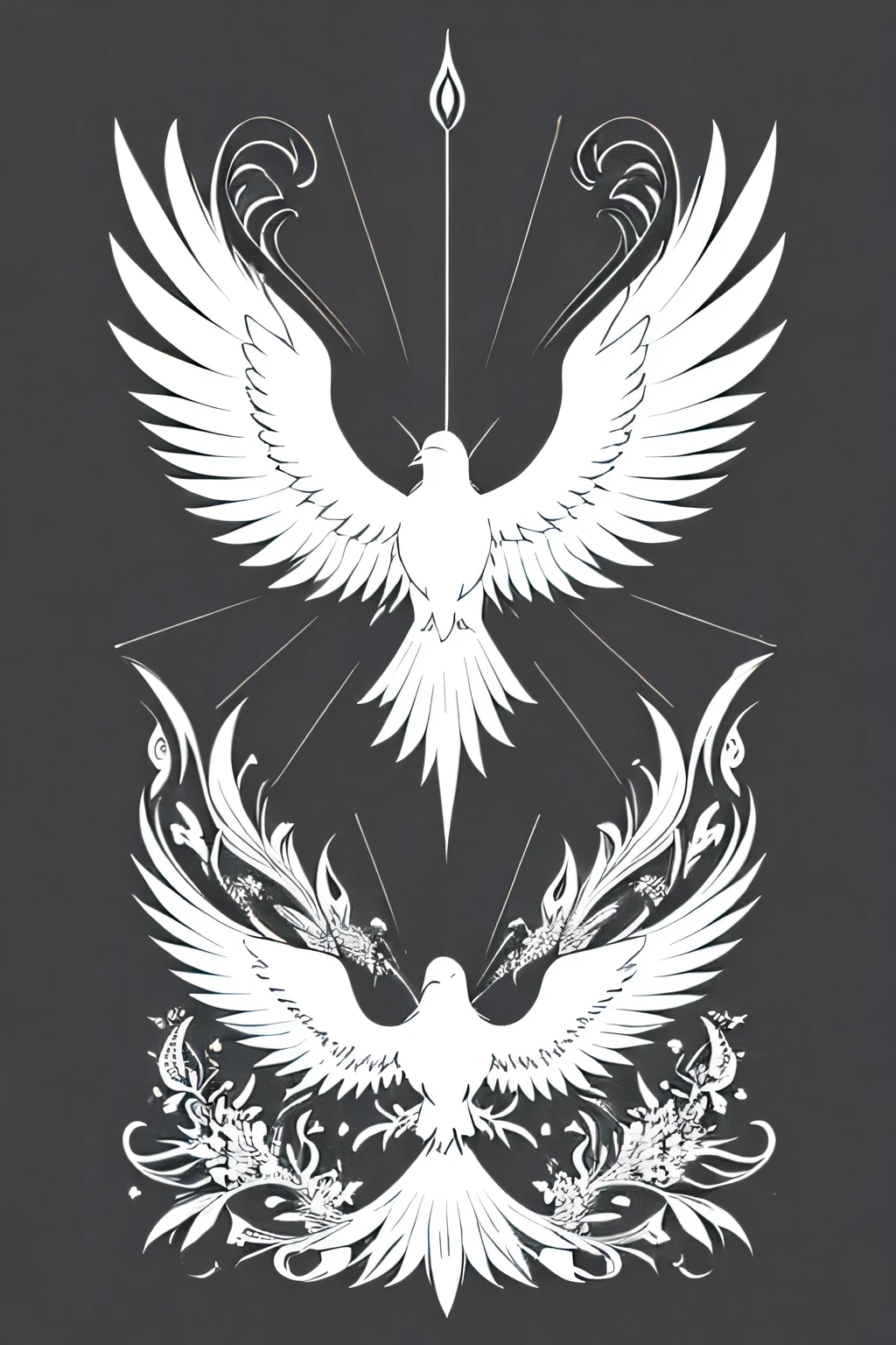 Stock images,Cutting sheet,Black and Whiteイラスト,Simple illustration,Black and Whiteのロゴ, silhouette,Stickers,Shadow play,Phoenix with wings spread,bird,2 colors,silhouette,black and white, Black and White,Background white,
