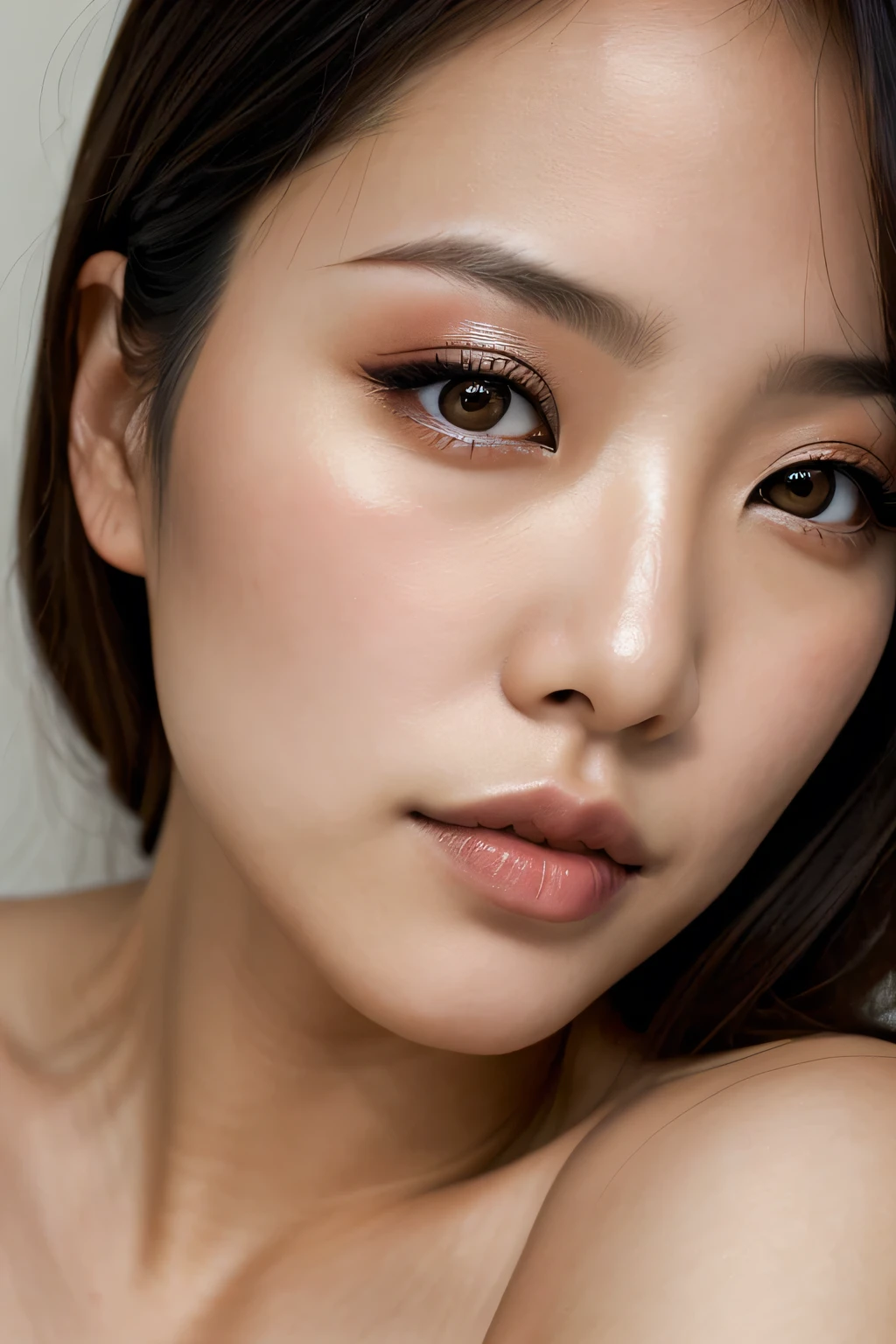 (best quality,ultra-detailed,photorealistic:1.37), beautiful japanese woman named Yuka,in her early 30's,symmetrical eyes, beautiful detailed lips,dark makeup,hyper-detailed photography,soft light,headshot