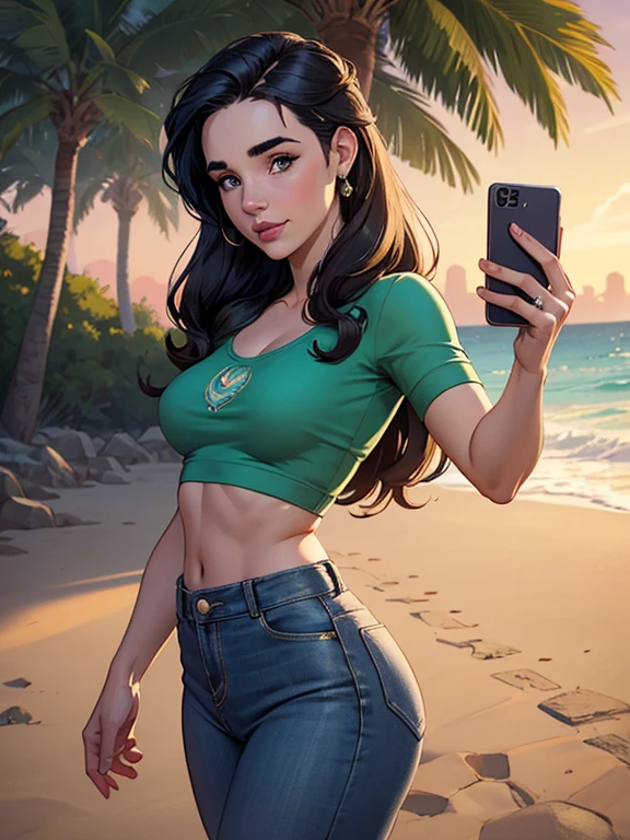 Com um dragão Ennifer Connelly, very long to the waist and half curly with bangs, seios pequenos, olhos grandes com um brilho apaixonado, olhos verdes mel, Um lindo sorriso, vestindo uma camiseta preta longa com um terno feminino verde e jeans, in a serious and sweet comic-style pose, alta qualidade Jennifer Connelly personagem mulher estilo Jennifer Connelly com marcas de guerras Imagem de desenho animado de uma mulher .Ilustra??o estilo desenho animado, estilo de arte dos desenhos animados, estilo de arte dos desenhos animados, digital illustration style, estilo atompunk projeto de pessoaagens altamente detalhado, arte digital detalhada coragem, Forest fan art, Design de personagens de retrato, beautiful digital illustration, retrato de alta qualidade, Arte em quadrinhos, mulher jovem cabelo com transas lindas . Queen Anna by Jennifer Connelly lined eyes Medium large bust and wonderful sexy clothes. image expression of sexual desire from waist to head illustration Queen Anne of Arendelle atompunk style Fallout 4 style pose playboy magazine sensual witch Character cartoon style facial expression happy beautiful smile and six medium small portrait mode waist up with lots of gold around her other stones portrait precious mode waist up queen of the south Jennifer Connelly GTA scenery dominatrix gold coins chest with jewelry with her boyfriend, um homem com barba preta, armado com um estilo militar, there is a man and a woman posing for a photo, marido esposa e filho, Happy family, na praia, selfie, powder Nándor Katona, 8k foto selfiegraph, mateus 9 5, na praia, na praia, imagem de perfil, by Maria Helena Vieira da Silva, on the beach at sunset, foto selfie, selfie!!!!!