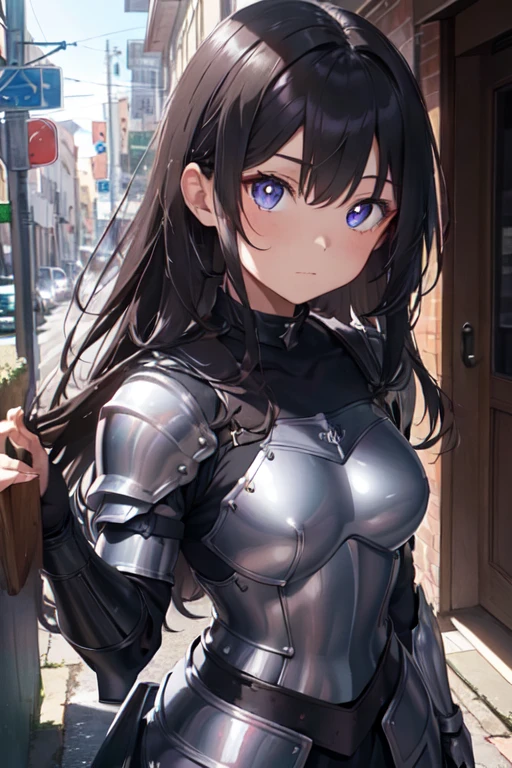 /(Alone),(a 16 year old teenager),(height 1.80),(young),(dark brunette hair color,),(eyes with brown irises and purple pupils with a divine brilliant iris),(wearing ),+,(male armor),(masterpiece,),(perfect),(beautiful armor),/((colorful)),((colorful anime)),((Anime style)),(an elegant silver and shiny armor with the right side with shiny white tone, and the left side shiny black, beautiful armor)