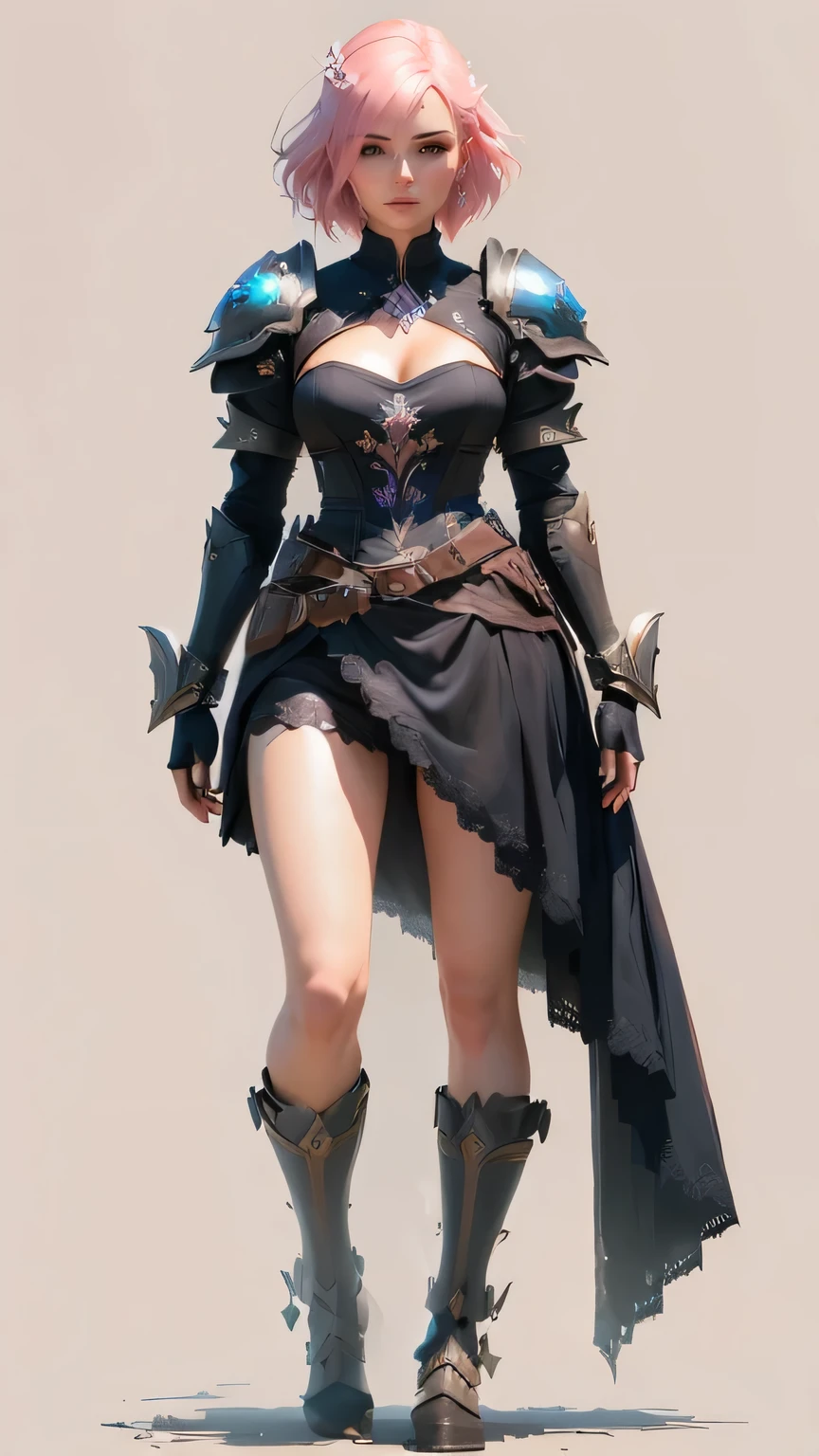 there is a woman with pink hair and armor standing in a field, 8k 3D rendering character art, Arte impressionante de personagens, bela arte conceitual de corpo inteiro, personagem de fantasia hiperdetalhado, Roupa de Fantasia, epic and exquisite character art, por Yang J, Amazing 8K character concept art, personagem feminina, wojtek fus, Arte conceitual de personagem 3D, Arte de personagens de fantasia