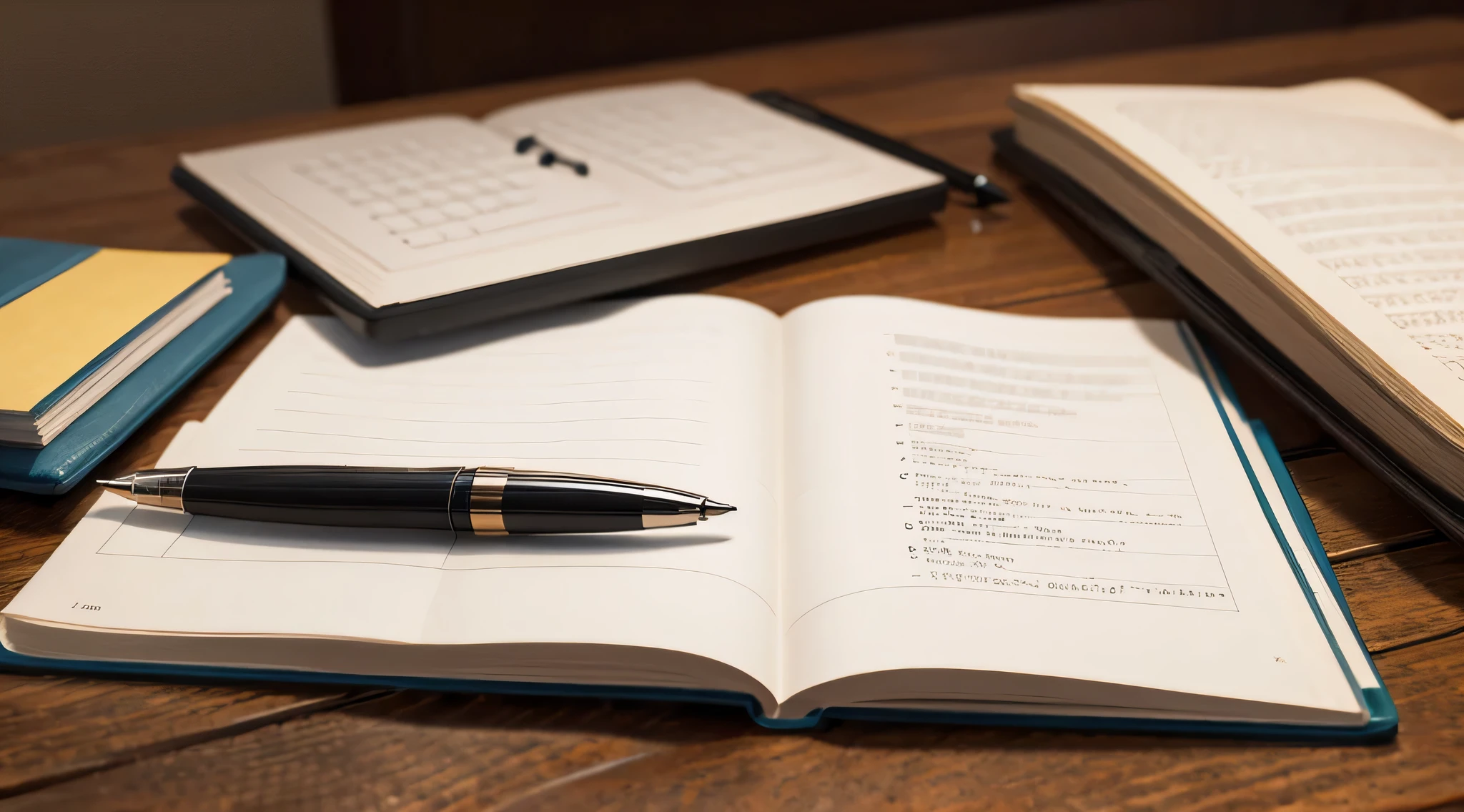 A pen is placed on the desk