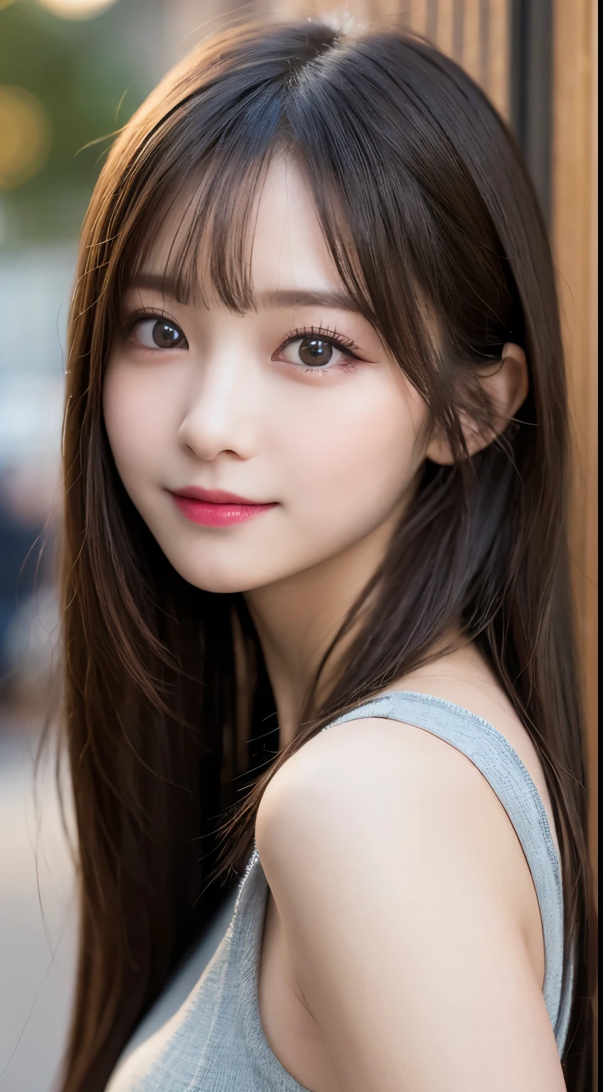 Tabletop, highest quality, shape, Very detailed, finely, High resolution, 8k wallpaper, 完璧なダイナミックな構shape, Beautiful and detailed,ランダムなcute髪,Natural color lip, 20-year-old girl、cute、Perfect and beautiful face,Slim face and figure,Big eyes、Putting on gal makeup,Small face、Blurred Background,Elegant feminine face、Smile、Change pose randomly、Randomly change the shooting angle and position、Flashy cyberpunk fashion、Real Photo、Height 163cm