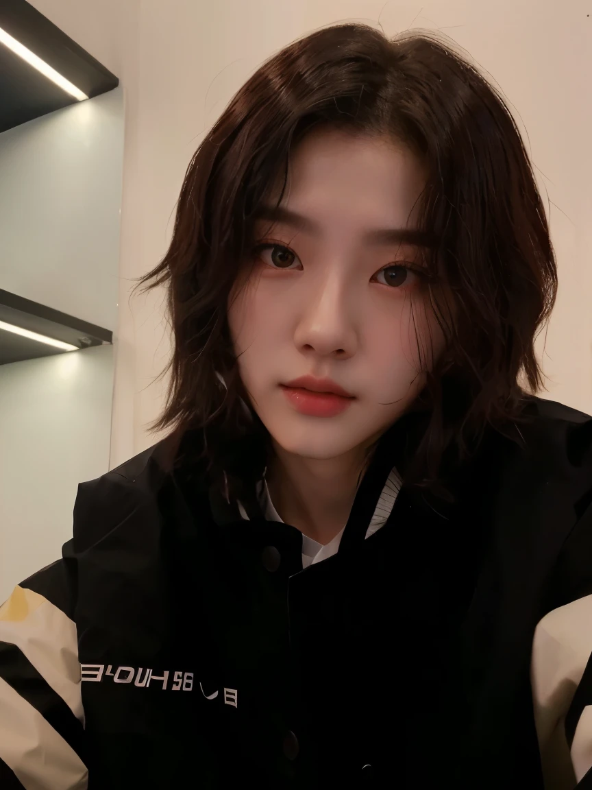 There's a young man in a black jacket and a white shirt, Jinyoung Shin, heonhwa choe, Jung Jaehyun, Jaeyeon Nam, cai xukun, Tae June Kim, adorable and pale korean face, com cabelo curto, exclusive, sakimichan, artista coreano, Janice cantou, inspirado em Zhang Han, fotografia selfie 8k, 1 8 are