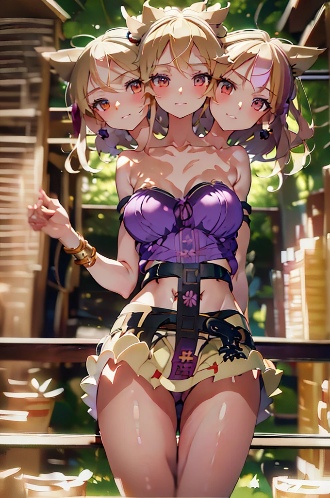 (masterpiece, best quality), best quality, (ultra-detailed), (3heads:1.5), 1girl, (toyosatomimi no miko:1.3), masterpiece, best quality, ultra quality, ultra resolution, uktra detail, white-purple top, crop top, ((stomach)), midriff, ((groin)), open belly, purple skirt, normal ears, shackles, very light, almost platinum blonde hair, very long hair, wavy hair, sidelocks, grey eyes, parted lips, sweat, very cute, toned belly, hand on own chest, eyelashes, (24 year old woman:1.3), (masterpiece:1.5), (best quality:1.5), (beautiful detailed), extremely detailed CG, extremely delicate and beautiful, depth of field, (finely detailed face), (perfect details:1.2), (mature female:1.3), wide pelvis, slender, large veiny breast, 16k resolution, highres, high quality, high definition, extremely detailed, masterpiece, very light, almost platinum blonde hair, long hair, alluring presence, braid, short skirt, close up, big tits, young, nsfw, open belly, midriff,
