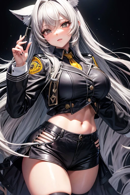 Mami loba cabello gris plateado con pechos muy grandes y enormes con uniforme colegial y lentes muy hermosa y muy detallada