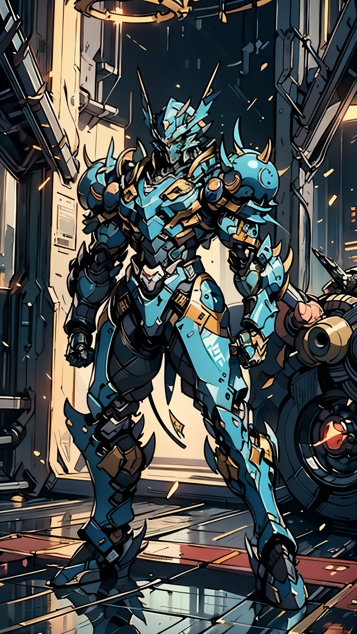 A man wearing a full-face helmet, a fantasy-style biotech armored combat suit, green eyes, (a composite layered chest armor), fully enclosed shoulder guards, matching arm and leg guards, the belt is adorned with dragon claw grasping orbs, (primarily black with red accents), the design balances heavy with agility, a high-tech bio-mecha armor, (lion concept Armor, stand on the top of a skyscraper in a futuristic sci-fi city), this character embodies a finely crafted fantasy-surreal style armored hero in anime style, exquisite and mature manga art style, (element, plasma, energy, the armor glows), ((male:1.5)), metallic, real texture material, dramatic, high definition, best quality, highres, ultra-detailed, ultra-fine painting, extremely delicate, professional, perfect body proportions, golden ratio, anatomically correct, symmetrical face, extremely detailed eyes and face, high quality eyes, creativity, RAW photo, UHD, 32k, Natural light, cinematic lighting, masterpiece-anatomy-perfect, masterpiece:1.5