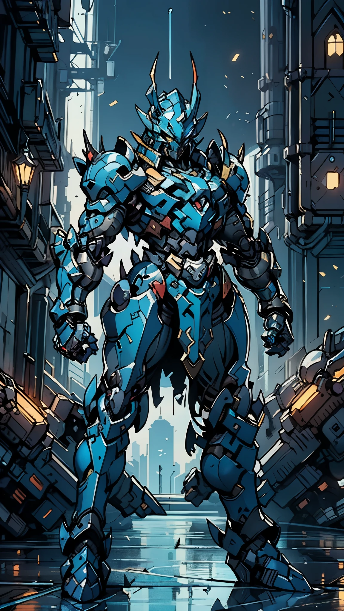A man wearing a full-face helmet, a fantasy-style biotech armored combat suit, green eyes, (a composite layered chest armor), fully enclosed shoulder guards, matching arm and leg guards, the belt is adorned with fangs biting into orbs, (the color scheme is primarily black with red accents), the design balances heavy with agility, a high-tech bio-mecha armor, (Bat concept Armor, stand on the top of a skyscraper in a futuristic sci-fi city), this character embodies a finely crafted fantasy-surreal style armored hero in anime style, exquisite and mature manga art style, (element, plasma, energy, the armor glows), ((male:1.5)), metallic, real texture material, dramatic, high definition, best quality, highres, ultra-detailed, ultra-fine painting, extremely delicate, professional, perfect body proportions, golden ratio, anatomically correct, symmetrical face, extremely detailed eyes and face, high quality eyes, creativity, RAW photo, UHD, 32k, Natural light, cinematic lighting, masterpiece-anatomy-perfect, masterpiece:1.5