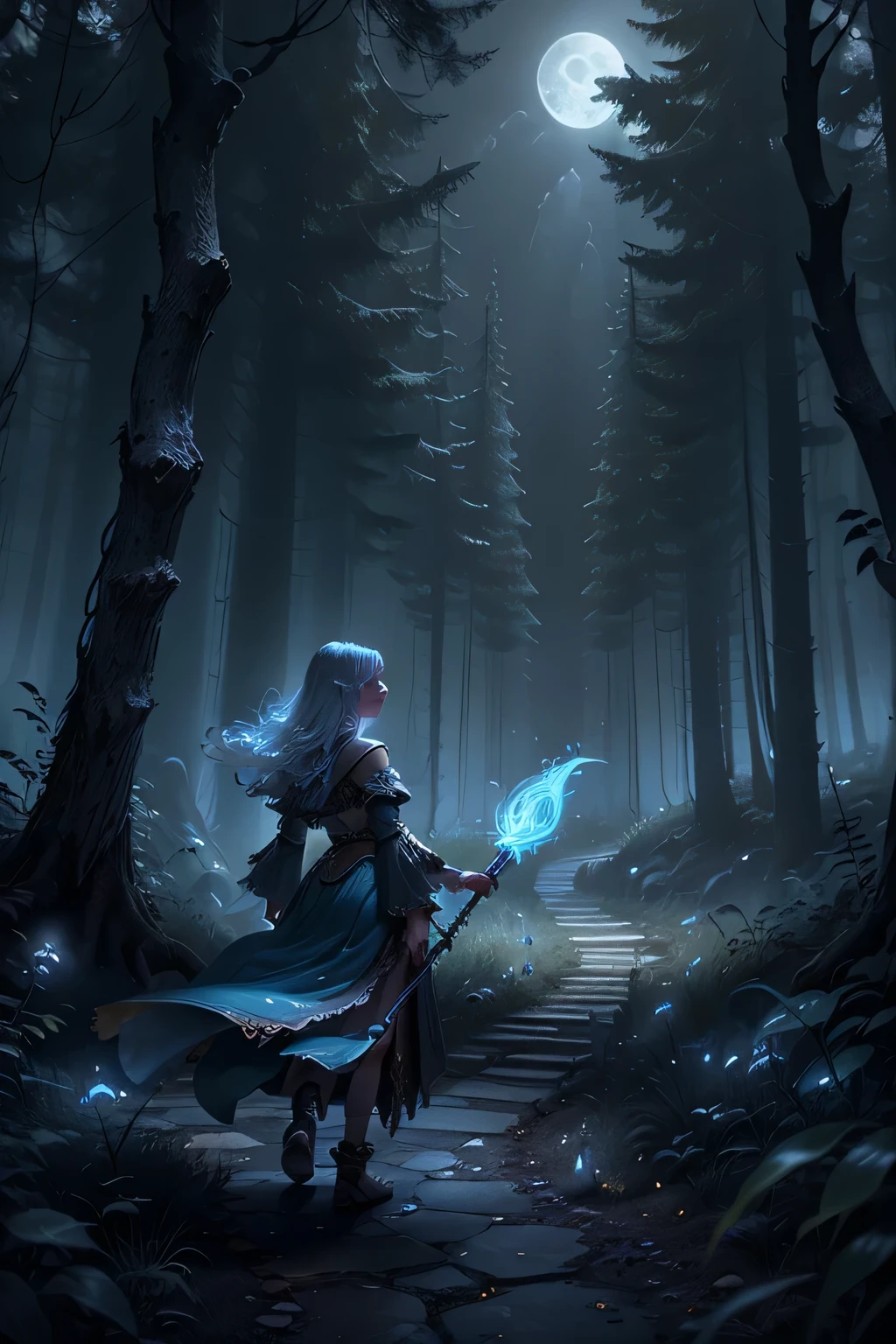 In the ancient realm of Eldoria, where magic hummed through the veins of the land like a melodic symphony, a young sorceress named Aria embarked on a perilous quest. Equipped with her staff of obsidian and a heart burning with resolve, she ventured into the hauntingly beautiful Forest of Whispers, where whispers of ancient prophecies echoed through the air.

This enchanted forest was a labyrinth of trials, testing both Aria's wit and courage. She encountered various creatures, from the ethereal Skeleton King who ruled the forest under the light of the full moon, to the mischievous goblins