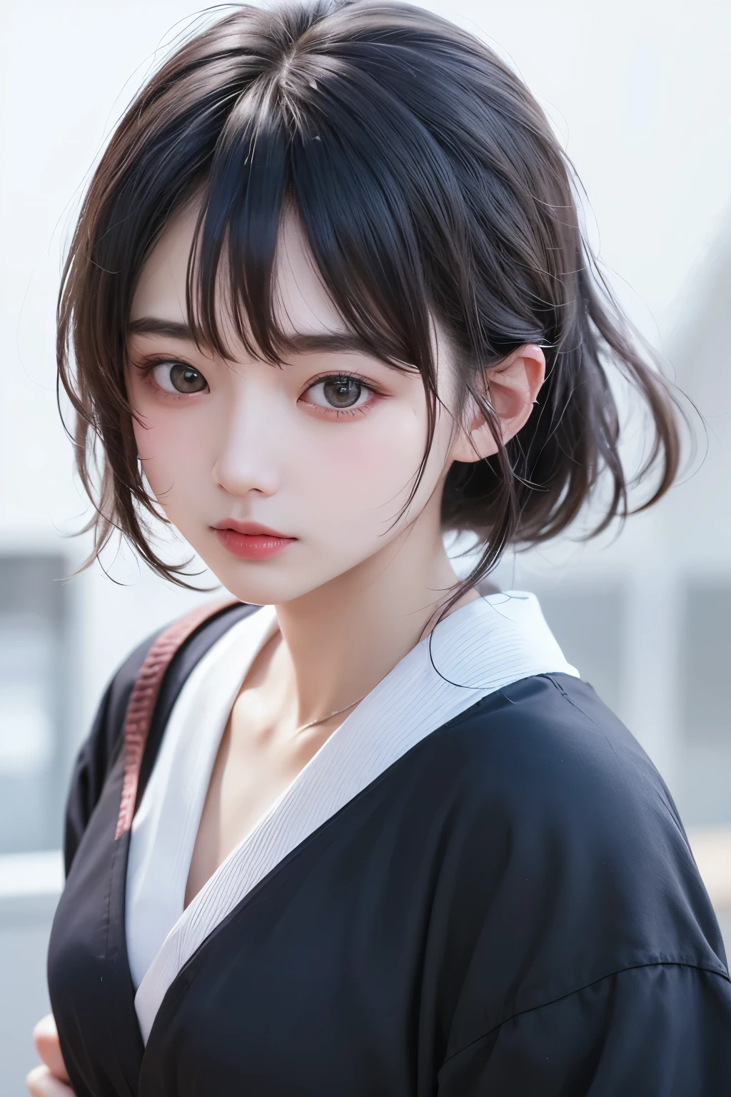 (1 nogizaka girl,raw photo,photo realistic:1.5),(best quality, high quality,HDR, highest quality,ultra high resolution,high resolution,high res,ultra high difinition,huge file size,8K,2K wallpaper,8K wallpaper,high quality texture,amazing,an extremely delicate:1.4),one girl, Japanese famous idol,beautiful face,small face,absurd,ridiculous,incredibly ridiculous,portrait,breasts close up,blurry background,(school teacher,cleavage,no makeup:1.2),medium skin,beautiful skin,detailed skin,small head,black hair,silky hair,(Japanese eyes:1.3),detailed eyes,black eyes,Japanese idol eyes,perfectly propotioned face,Japanese nose,5-fingers,(Light Particles, Lens Flare, Luminous Particles: 0.7),looking at viewer,bright lighting,professional lighting,girl