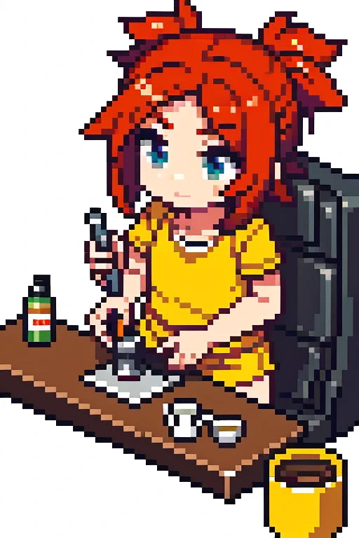 Chica linda pelirroja jugando roblox