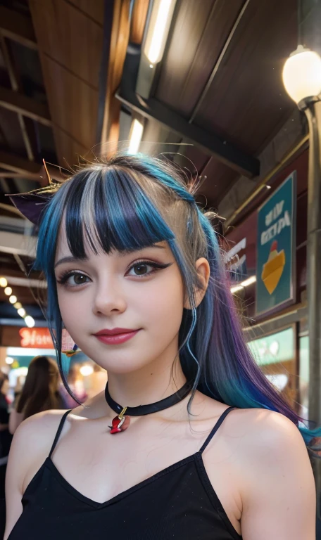 Photo oF a 18 year-old American girl, .CRUDO, beautiFul woman , cabello largo color azul turqueza ((retrato)), ((Cara detallada:1.2)), ((Detailed Facial Features)), (Piel Finamente detallada) , ojos color.azul , 、un sexy(color fresco), wet, wet, ReFlectoreasutepiece) (proporciones perFectaotos realistas)(La mejor calidad) (Detallado) FotograFiado con una EOS R5 de Canon, lente de 50 mm, F/2.8, NFFSW, (8K) (papel tapiz) (cinematic lighting) (dramatic lighting) (sharp Focus) (Enrevesado) senos grandes , pechos grandes , cuerpo completo , hermoso cuerpo de adolesente ,lindo maquillaje , gran sonrisa , labios rojos. Mlp , Sonata Dusk , foto dinamica , pose sexy , centro comercial , noche , sonrisa presumida , ropa morada , brazalentes con puas , cabello largo color azul turqueza con mechas color morado, cuerpo completo , foto de cuerpo completo , my little pony Equestria girls , tiene un collar con un rubi , ropa de pelicula my little pony Rainbow rocks