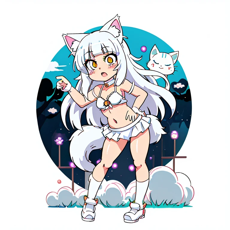 anime girl with cat ears and tail in a white bikini, neferpitou, holo is a wolf girl, anime catgirl, white cat girl, cute anime catgirl, seductive anime girl, beautiful anime catgirl, white - haired fox, holo if a wolf girl, wolf ears, attractive cat girl, nyaruko-san, anime moe artstyle