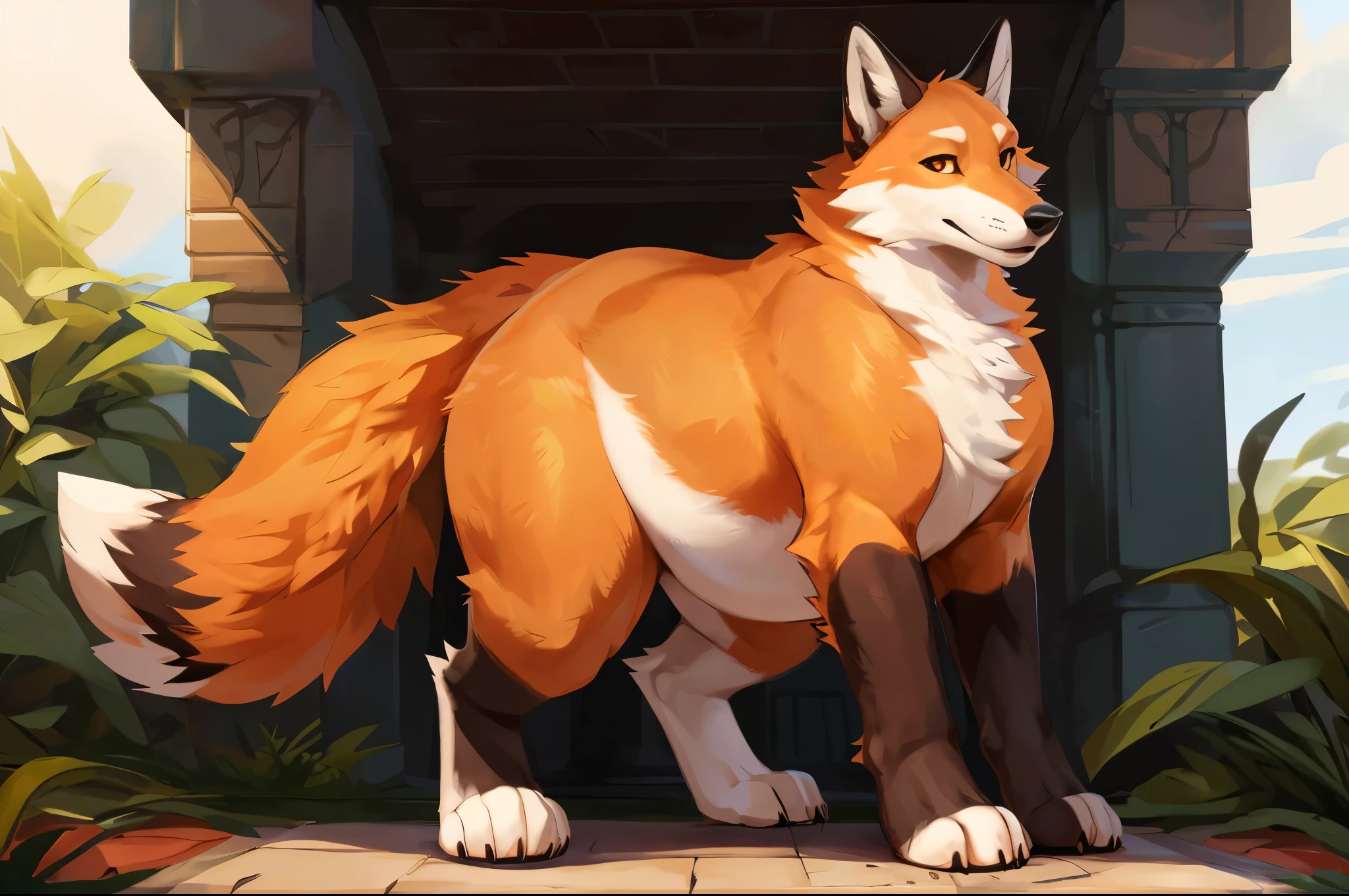 4k ultra quality, 4k full body view,(ultra high detailed body),((feral)) fox,by mystikfox61, by glitter trap boy,feral paws, by bebebebebe,by morethreedee, by seibear,(thick thigh),(chubby thigh),thicc thigh,thick legs,chubby legs,thicc legs,massive butt,enomorous thigh,massive thigh,massive legs,thick lower legs,wide legs,(detailed thigh),(wide thigh),fluffy belly sharp nails,((sfw)),(ultra detailed face),detailed eyes,big tail,fluffy tail,(detailed tail),enomorous tail,bigger tail,huge tail,volumetric light,big paws,(thick paws),fluffy paws,furry paws,enomorous paws,(feral focus), beast,(bigger lower body),(long legs),front view,master works, super fine, 4k resolution, high quality,high picture detail,dark fantasy,illusory engine, Masterpiece,dire fox,faint lighting,(feral) belly,charming (feral) body,chubby (feral) body,hyper belly,macro fox