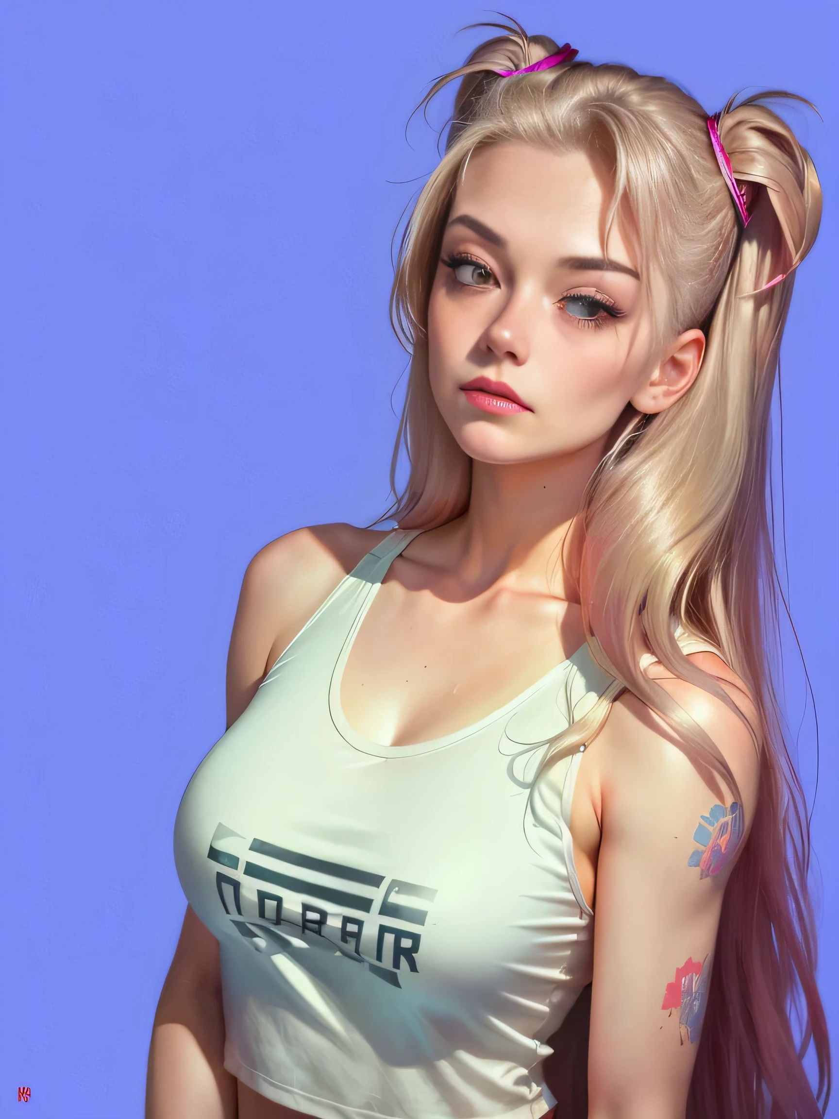 Close-up of a woman with long hair and a tank top, laura palmer,, From the Twin Peaks scene, Inspired by Ruth Deckard,( Art Fitzpatrick ), From Hotline Miami,