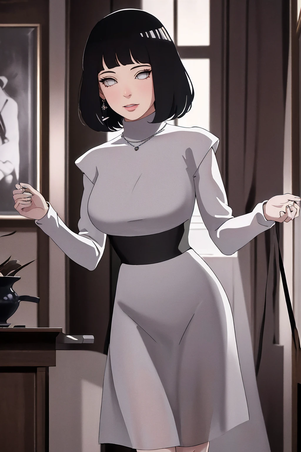 (Masterpiece - Ultra-Detailed, High Resolution) Prepare to be enchanted by a true masterpiece that combines ultra-detailed art with high-resolution rendering. This work shows a mesmerizing woman, with short, light black hair, 1950s style, Marilyn Monroe (1.3) and captivating dark brown eyes (1.2), New York illustration style, wearing red lipstick, emanating an aura of elegance and mystery. Wearing classic 1950s clothing. sexy. Intricate details and realistic textures invite you to explore every aspect of this enchanting composition. Transparent white dress. Dancing lithly, dynamic poses, mouth closed. Different posture. . Get ready to dive into a world where beauty and craftsmanship merge perfectly.