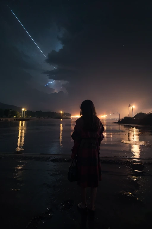 Midnight rain and sky maroon stars