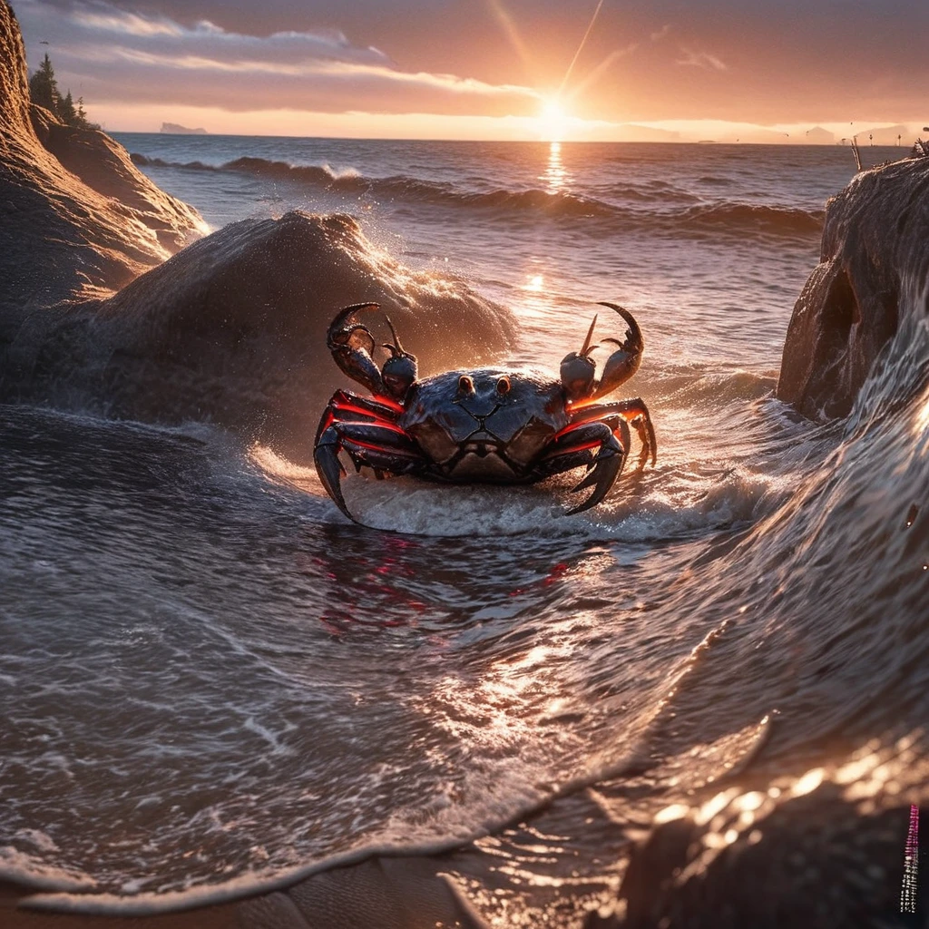 An otter battling a crab on a beach at sunset, like a video game, with health meters.
(best quality,4k,8k,highres,masterpiece:1.2),ultra-detailed,(realistic,photorealistic,photo-realistic:1.37), HDR, UHD, studio lighting, ultra-fine painting, sharp focus, physically-based rendering, extreme detail description, professional, vivid colors, bokeh, portraits, landscape, horror, anime, sci-fi, photography, concept artists, sandy beach, crashing waves, golden sunlight, dynamic action, intense fight, pixelated health meters, intense shadows, clear reflections on water, dramatic sky, vibrant orange and pink hues, dramatic lighting,  stylized art.