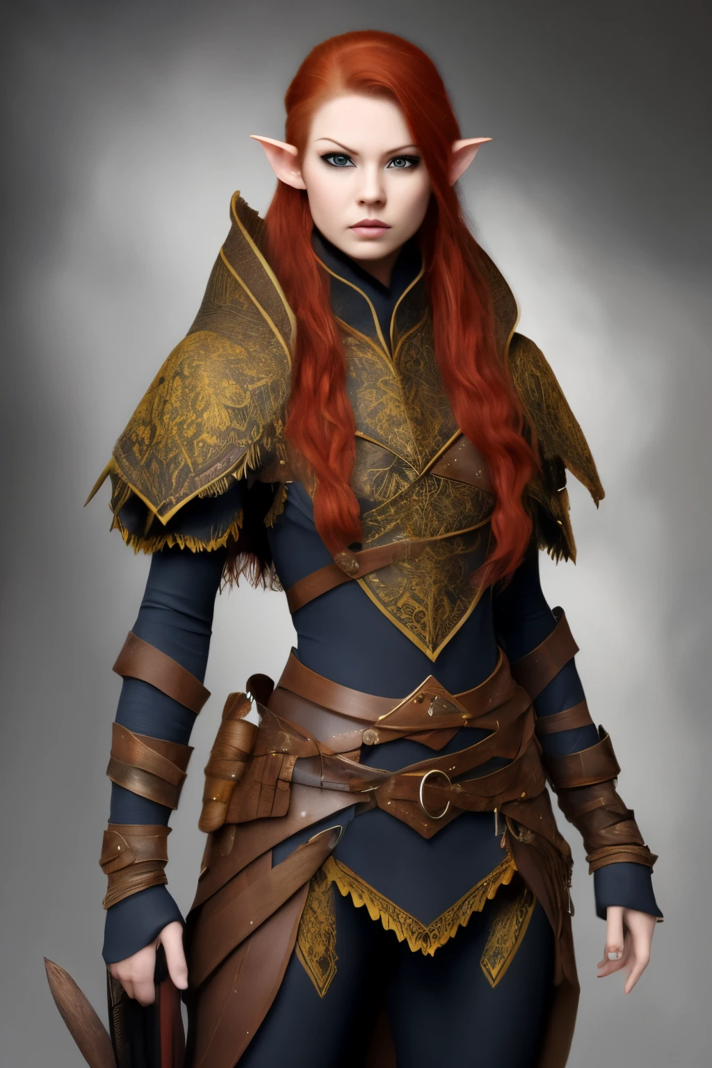 angry redheaded female elven ranger 