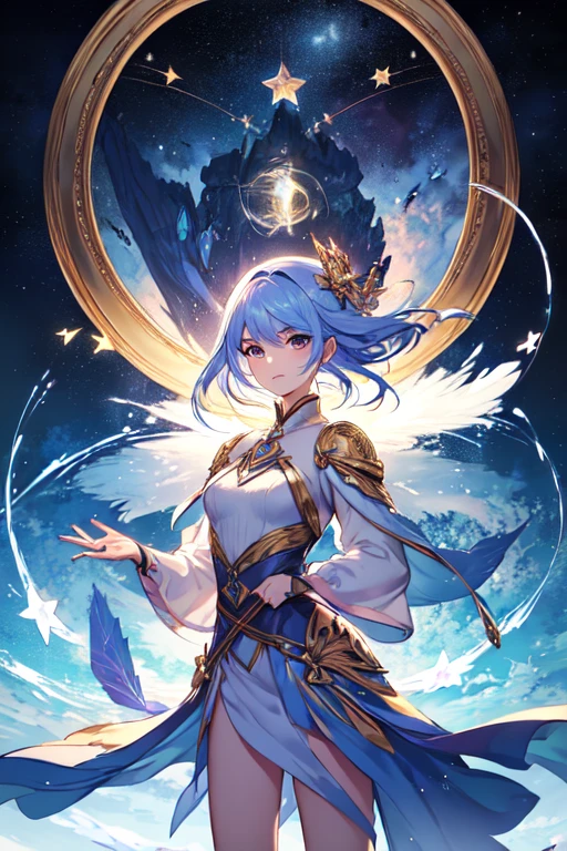 ((melhor qualidade )) personagem cosmico, cabelos longos, fantasia, estrelas, sky