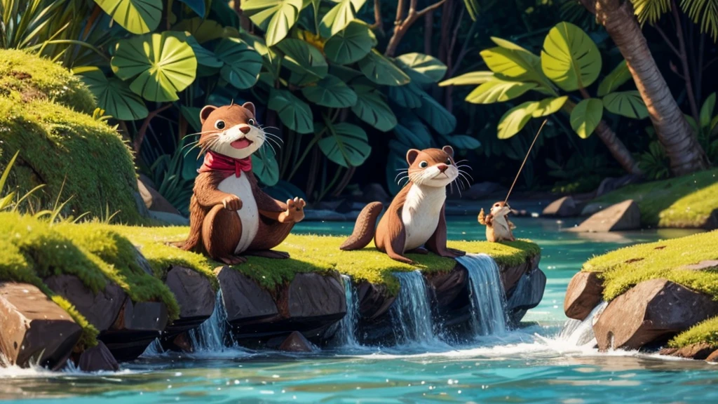 One otter、Eating bait