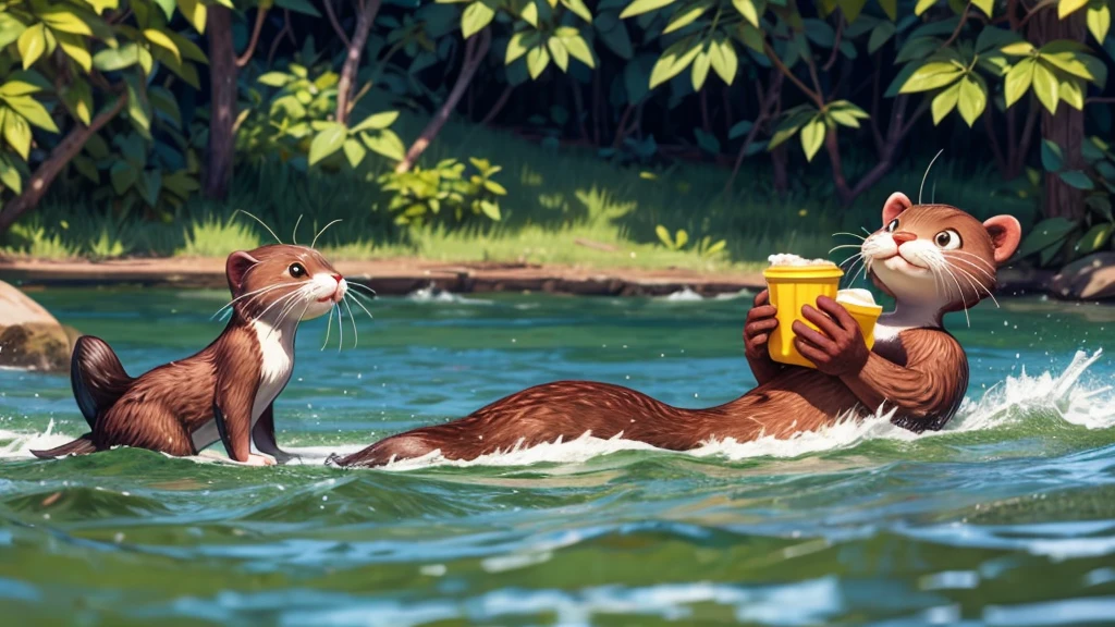 One otter、Eating bait