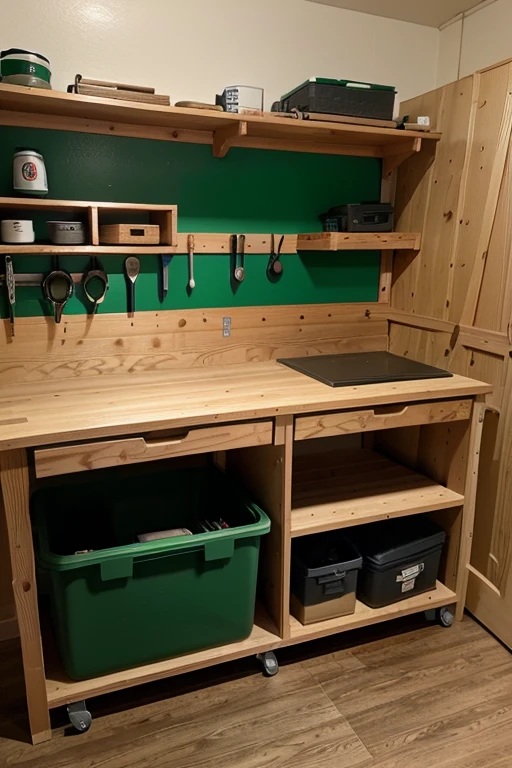 Design workbench,pine material,Multiple storage spaces,Tool storage,multi-layer,300cm width x depth 45cm height 200cm