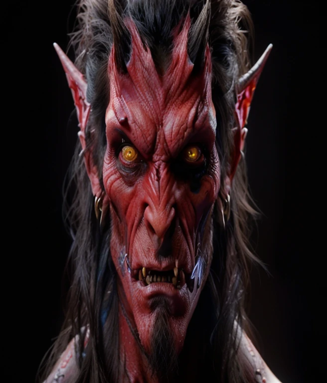 a closeup of a demonic looking man with long hair, hyper realistic fantasy monster, painted in cepillo, hyper detailed fantasy character, retrato demonio mitad humano, cepillo central contest winner, retrato de un demonio, cepillo 3 d render, cepillo contest winner, @ cepillo, cepillo art, sociedad cg muy detallada, enojo. hiper detallado