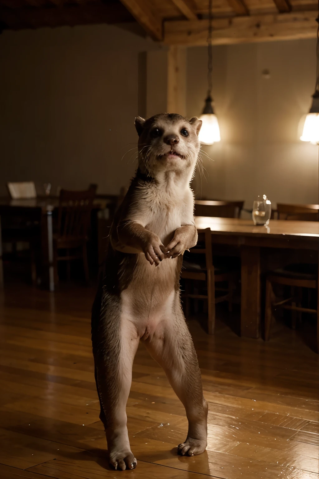 Otter dancing with scallop