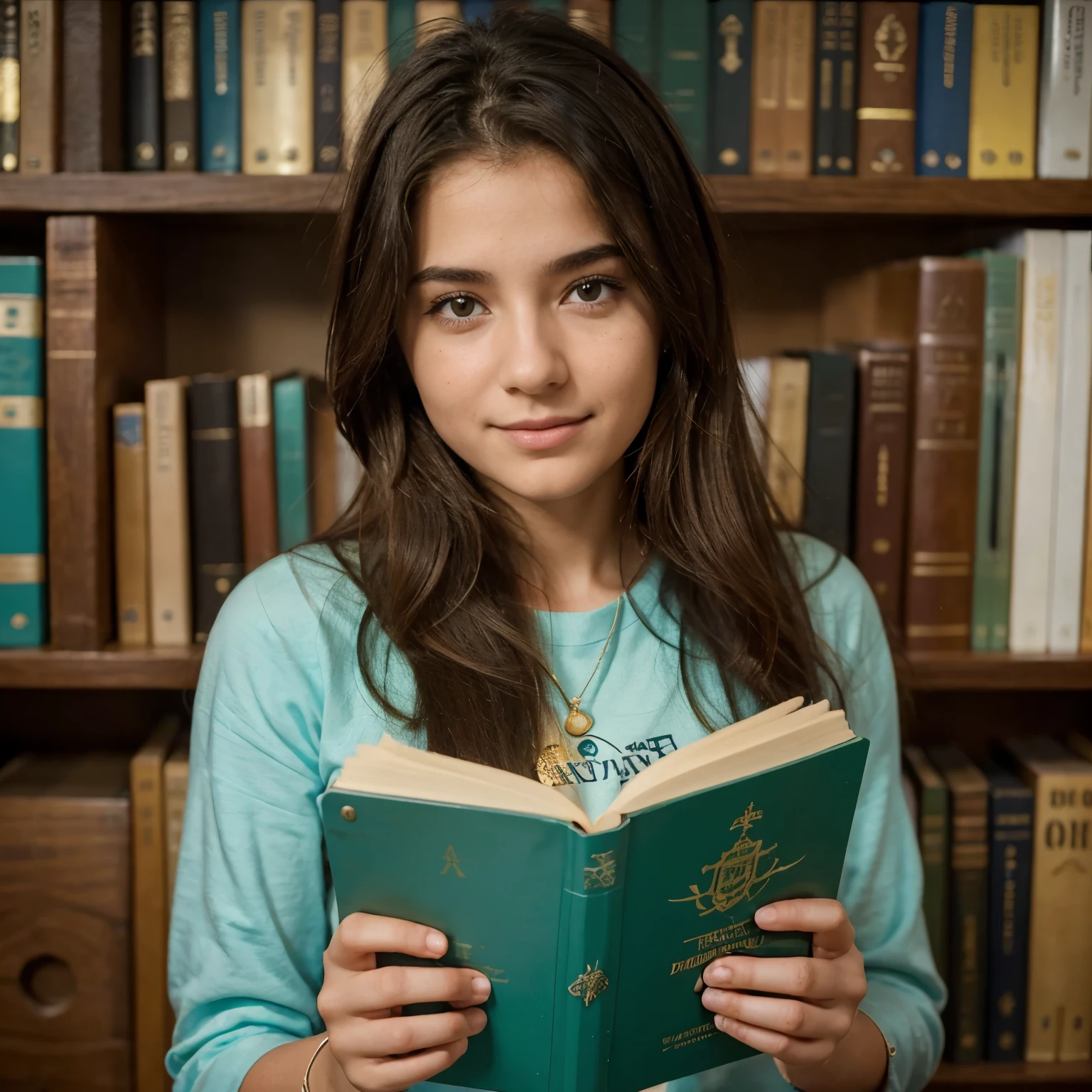 "A young 16 year old girl named Sofia lives in a small town by the sea. Ela tem longos cabelos cacheados castanhos, olhos verdes brilhantes e um sorriso contagiante. Sofia is an avid reader and spends most of her time at her local library, devouring fantasy and science fiction books. She also loves to spend hours drawing in her notebook., creating imaginary worlds and unique characters. Recentemente, Sofia descobriu um antigo mapa em uma loja de antiguidades da cidade, and now she is determined to unravel the mystery he holds about a treasure lost centuries ago in the region. With your tireless curiosity and adventurous spirit, Sofia embarca em uma jornada emocionante para desvendar segredos escondidos e descobrir mais sobre si mesma no processo."