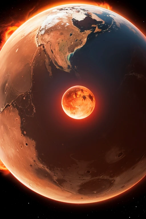 glowing mars, end of world, end of the universe, the world on fire, amazing wallpaper, with mars, holding a planet, world on fire, dying mars, the world is on fire, the end of the world, creation of the world, red rising planet, the planet
