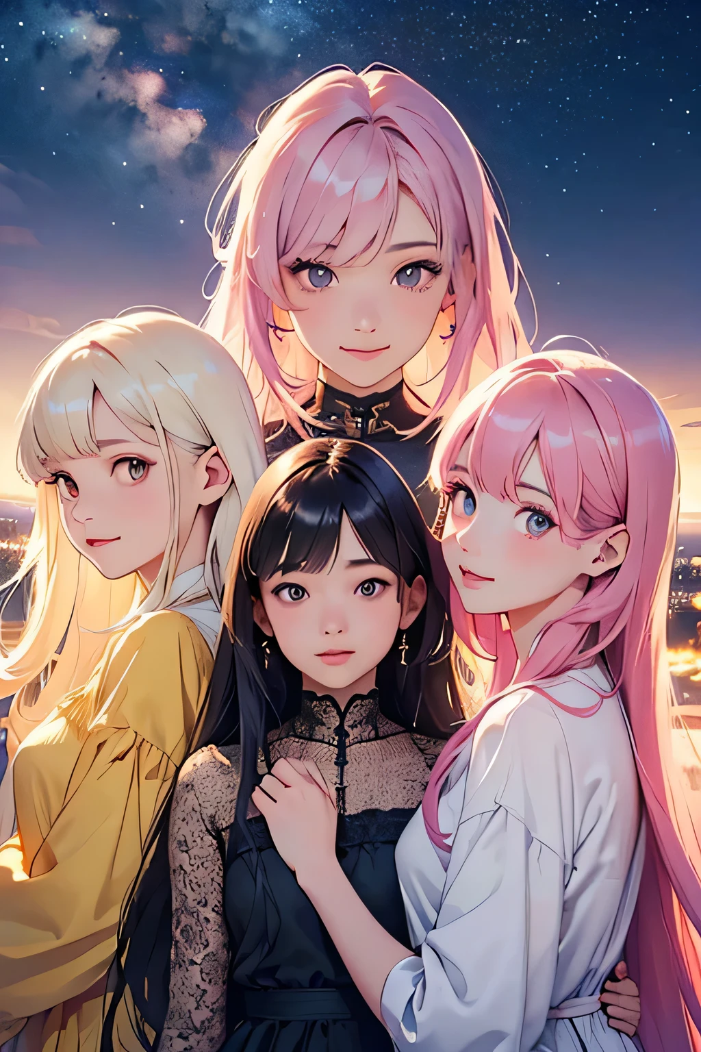 Anime characters hugging and smiling in manga, In anime style, lovely art style, Anime art style, in an anime style, High Quality Anime Art Style, anime art style, subtle anime style, anime realism style, Cute anime style, Realistic anime art style, High-quality fanart, beautiful anime art style, realistic anime artstyle, very anime style, Anime Pictures