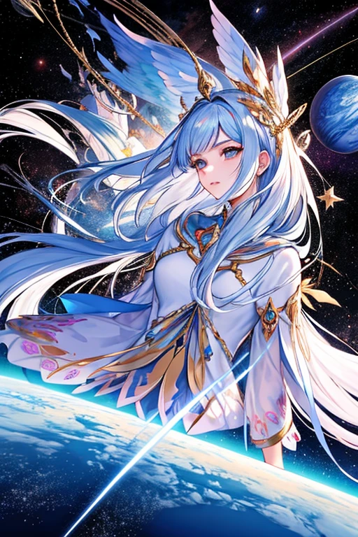 Melhor qualidade, personagem cosmic, cabelos longos, fantasia, estrela, space, garota magica