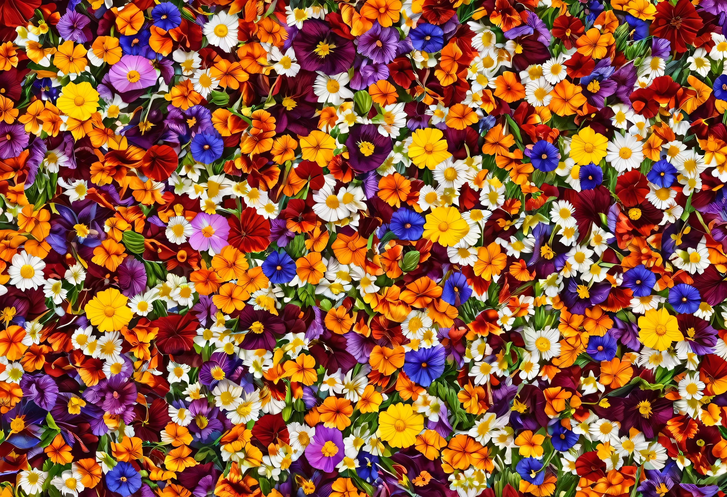 Many different flowers bunched together, Still life inspired by François Bocquet, Unsplash, Hyperrealism, Edible flowers, Great composition, Plant rainbow background, Lots of flowers, Colorful flowers, Made of flowers, Flowers and stems, Detailed Flowers, Colorful Floral Explosion, Platonic ideals of flowers, Floral Explosion, Colorful flowers,Zoom in