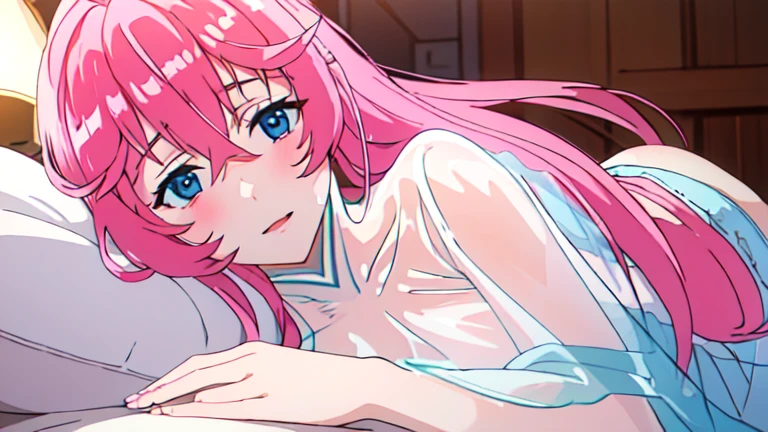 ((Top Quality、16K、masterpiece:1.3))、a tall and beautiful woman、Perfect Figure:1.4、(dream aesthetic) Slim Abs, young natural girl (otome dori) solo, long voluminous pale-pink hair 、messy hairstyle (with hair bangs), turquoise-blue eyes, pale-white skin (highlighted, realistic shading)、huge bust、Highly detailed facial and skin texture、(A detailed eye, Symmetry Eyes, Clear realistic eyes, Double eyelidd、Cold-stricken face、Symmetrical face), very realistic skin, goth makeup, Royal sisters full of fans、The Telegraph Esbian、peach buttocks, white shirt (wet), jeans skirt, black tights, cleavage, squart、(Raw foto:1.2)、((Photorealcitic:1.4))Top Quality、masterpiece、Real Photography、very delicate and beautiful.、super detailed CG、Unity、8K photo wallpaper、delicate detail、best qualtiy、Highly detailed CG unity 16k wallpaper、absurderes、Incredibly Absurd、huge file size、extremely highly detailed、Hight Resolution、ighly Details、Beautiful detail girl、extremely beautiful eyes and face, cute eyes look、Facial light、cinematic lightings, 1girll、see -through, inside house (bedroom) 、ulzzang-6500、The Telegraph Esbian, different poses at different angles,