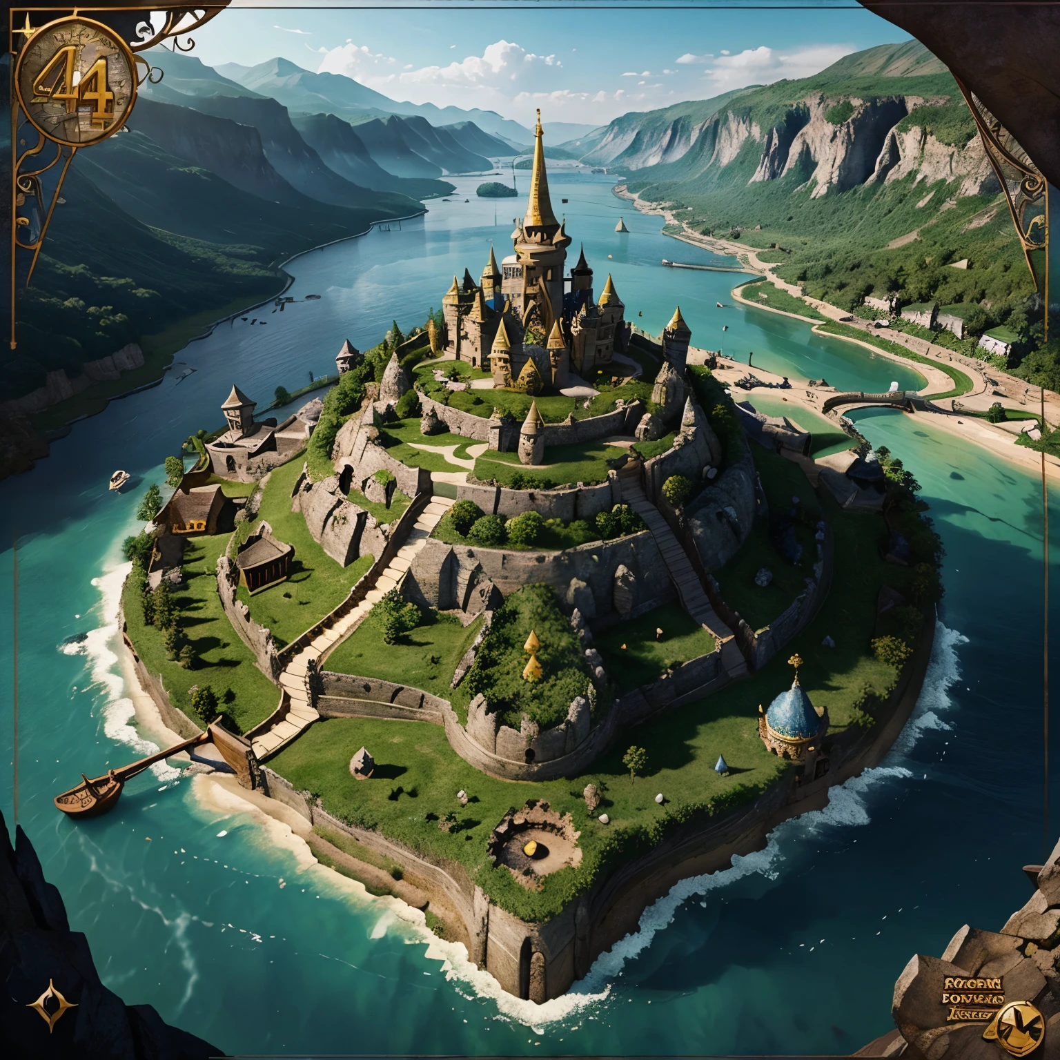 Fantasy map 4 land kingdom and one floating kingdom