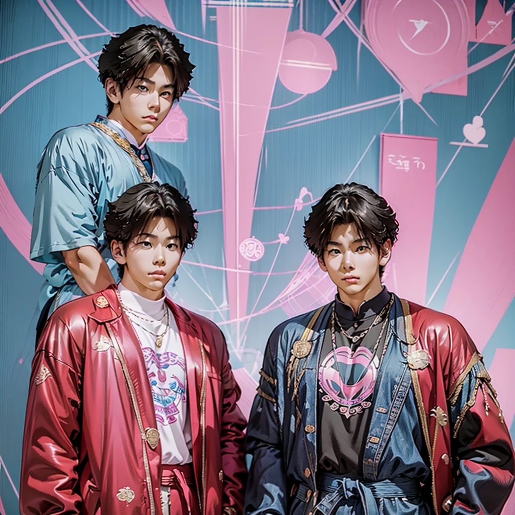 very 80s vaporwave anime style having including very appealing looking attractive young korean male and female couples together a handsome goodlooking kinda strong muscular young Korean guy with very model like looks chiseled very sculpted With a very cute lovely ullzang kawaii Korean young woman in a somewhat retro and kinda very ulzzang-kawaii trendy hipster look and style with a verytraditional 1970s-1980s Seoul looking type neighborhood as backdrop"