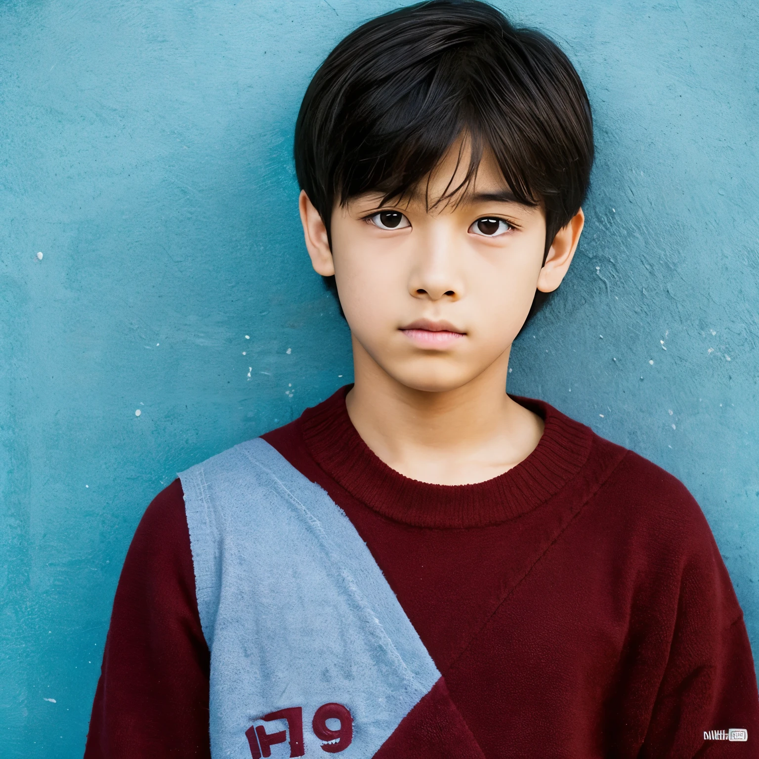 Slanted Eyes, Food, Gaze,uniform, One boy brown hair,