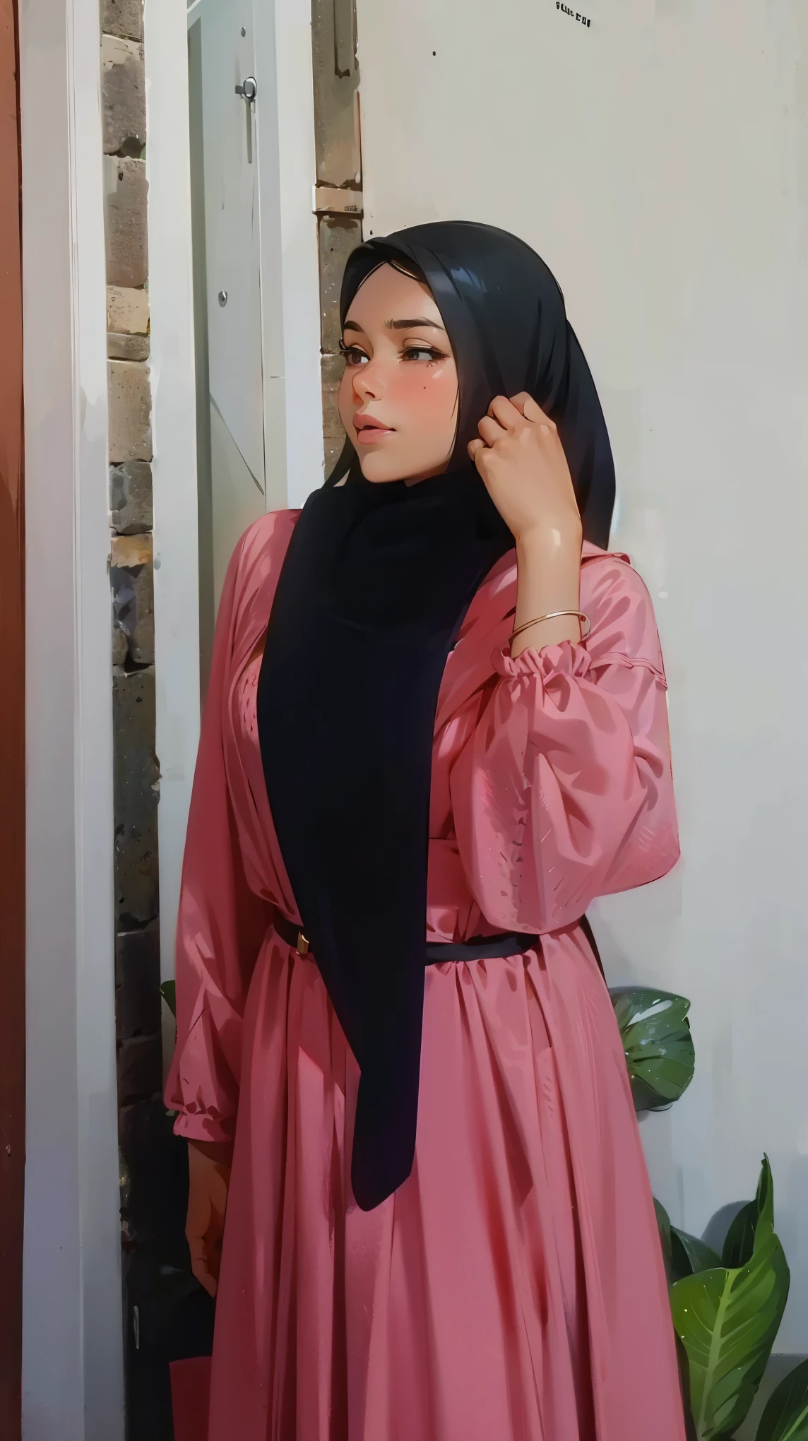 1Girl, 20Y.O, pink dress, sexy girl body goals Generate to cartoon, ultra detail, 8k resolution