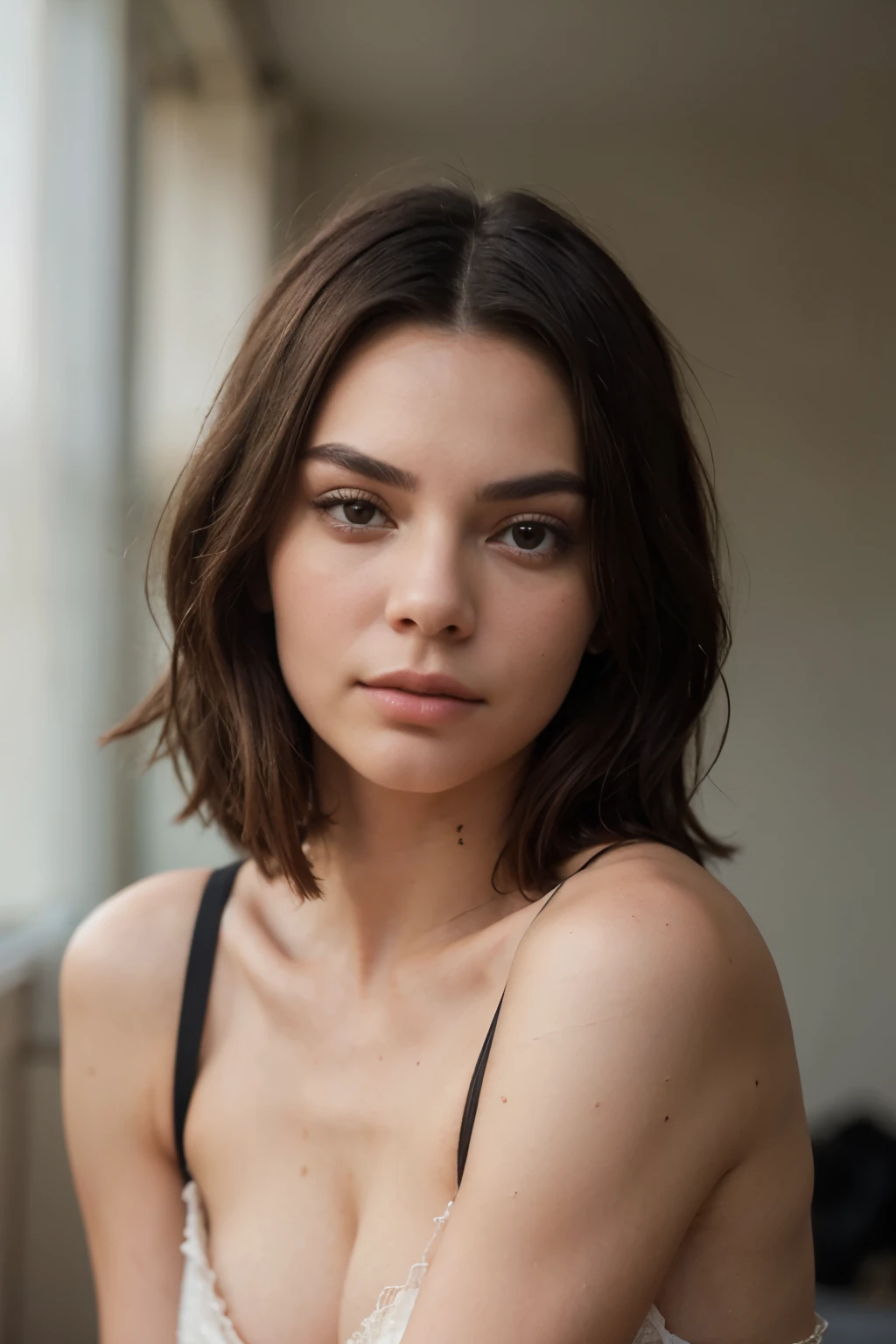 haz una imagen combinando el rostro de kendall jenner con el rostro de margot robbie con los ojos de color azules en 4k realista cara perfecta