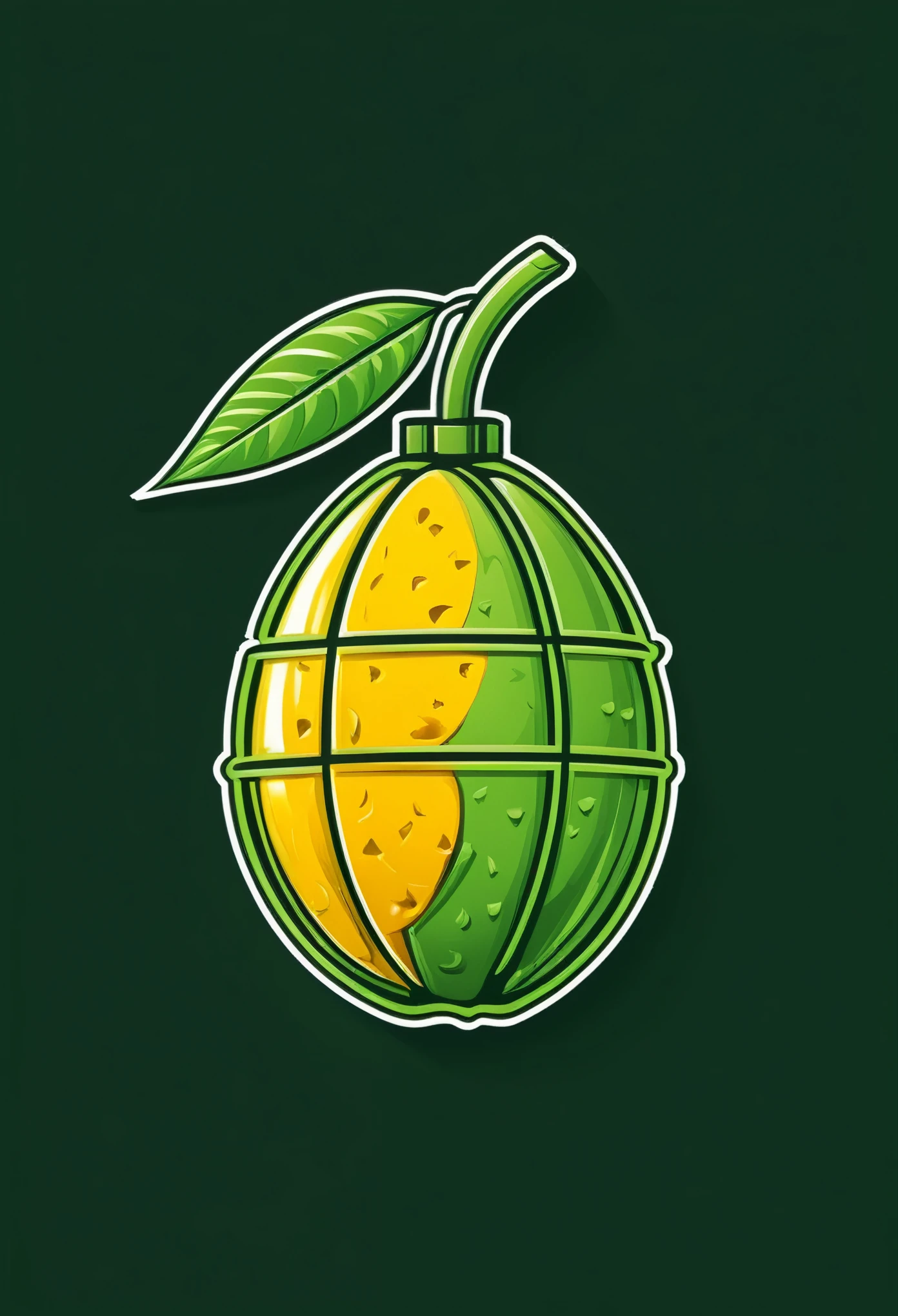 Graphics and lines opened Mango Fruit shaped into a grenade bomb use for business logo