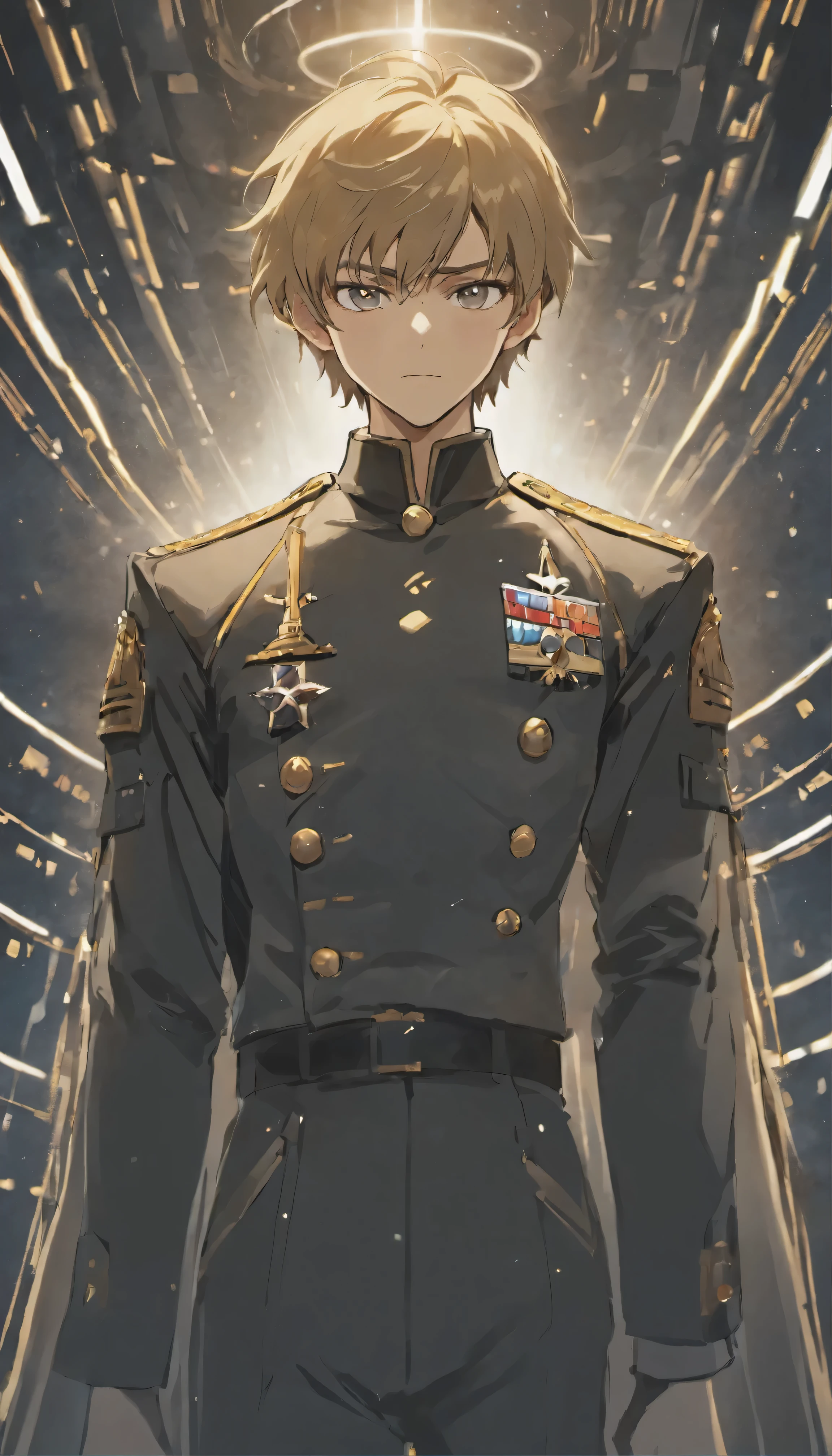 With ultra-high definition images、A fascinating scene like a movie unfolds.、Yang Wen-li, the charismatic protagonist of the Legend of the Galactic Heroes, is seen standing on the bridge of a spaceship.々Standing there。His sharp features and intelligent eyes are intricately drawn.、It conveys an air of authority and deep concentration.。The bridge is meticulously designed、State-of-the-art equipment and a panoramic view of space。Ambient lighting from the bridge control panel、Highlighting Yang Wenli&#39;s uniform、Emphasizing his posture、It creates a cinematic atmosphere。This masterful level of detail and realism，Yang Wenli&#39;s face details
