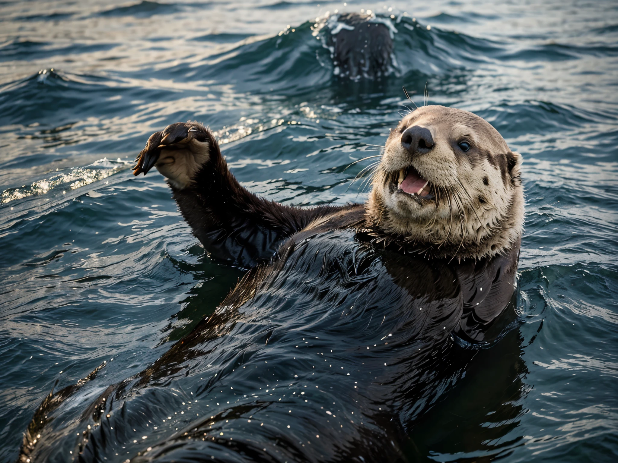 (masterpiece, best quality), best resolution, sea otter by the alaska shoreline