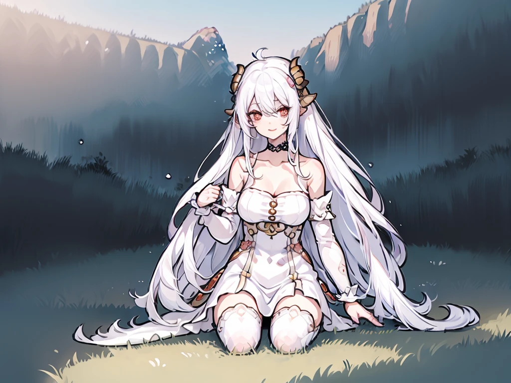 masterpiece, best quality, detailed, pov, 1girl, Hisuian Zoroark, blue fur, confused expression, blue eyes, visible nipples, visible vagina, grassy field, distant mountains background, dusk,