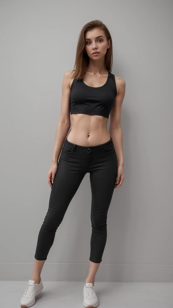 Woman on  Ästhetisches Skinny Crop Top full body  
