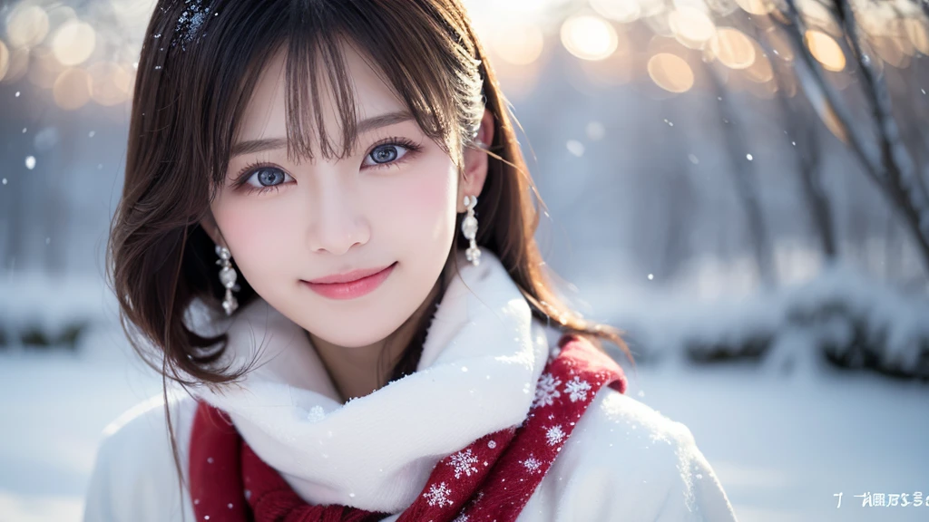 One Girl, (White winter outfit:1.2), Beautiful Japanese actresses,
(RAW Photos, highest quality), (Realistic, Realistic:1.4), (Tabletop), Photogenic,
Snow Princess, Beautiful details, Beautiful lip detail, Highly detailed eyes and face, Long eyelashes,
Snowflake Earrings,
break
(Lapland winter snow fields), 
sparkling snowflakes, Heavenly beauty, swirling snowflakes, Snow covered trees々々々, A world full of dazzling light,
Glowing shards, Shining in the sunshine, Snow Capped Mountain, Cold breath, 
Blue and silver color scheme, Ramatic Lighting, Diamond dust sparkle, (REAK Perfect Anatomy with lots of glowing lights, Slender body, small, Old-fashioned smile,
Crystal Skin, - Clear Eyes,There is no snow on my body,1girl,A fun pose