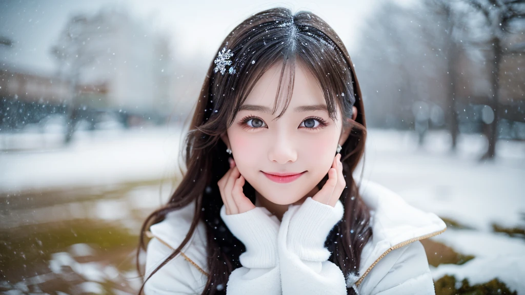 One Girl, (White winter outfit:1.2), Beautiful Japanese actresses,
(RAW Photos, highest quality), (Realistic, Realistic:1.4), (Tabletop), Photogenic,
Snow Princess, Beautiful details, Beautiful lip detail, Highly detailed eyes and face, Long eyelashes,
Snowflake Earrings,
break
(Lapland winter snow fields),
sparkling snowflakes, Heavenly beauty, swirling snowflakes, Snow covered trees々々々, A world full of dazzling light,
Glowing shards, Shining in the sunshine, Snow Capped Mountain, Cold breath,
Blue and silver color scheme, Ramatic Lighting, Diamond dust sparkle, (REAK Perfect Anatomy with lots of glowing lights, Slender body, small, Old-fashioned smile,
Crystal Skin, - Clear Eyes,There is no snow on my body,1girl,A fun pose