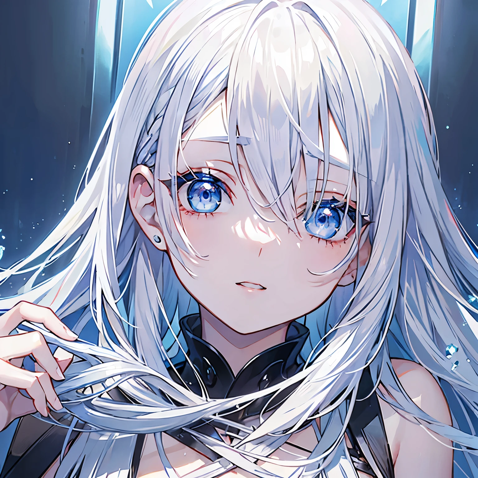 beautiful girl(naked、Silver Hair、Blue Eyeedium hair)、from front、4k、highest quality、naked