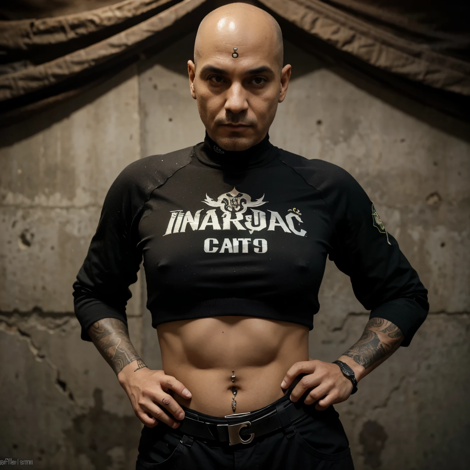 Caveira com um fundo infernal com o nome tio careca gravado