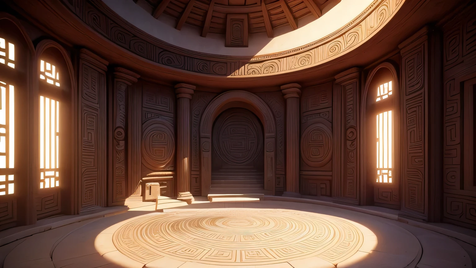 Explore the depths of a parametric 3D space, inspired by the intricate and awe-inspiring architecture of the pre-Columbian era. Adorned with the ancient glyphs of the Mayan writing system, this space is a visual feast for the eyes.